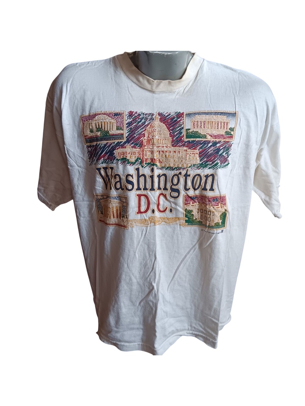 Large Vintage Single Stitch T-shirt Washington D.C. 1997 Pakistan Boxy
